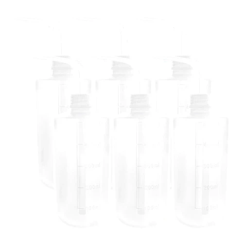 DEPEPE 6pcs 500ml Plastic Safety Wash Bottles Lab Squeeze Bottle LDPE Squirt Bottle Tattoo Bottle with Narrow Mouth and Scale Labels (17oz x 6 Bottles)