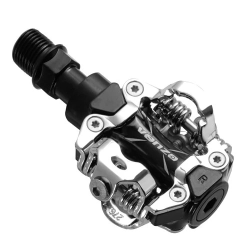 VENZO Compatible with Shimano SPD Mountain Bike CNC Cr-Mo Die-Cast Aluminum Sealed Pedals with Cleats - Dual Platform Clipless Pedals for Mountain Bike Shoes - Easy Clip in & Out