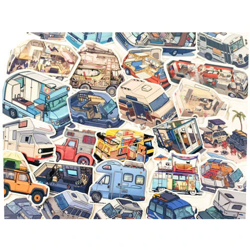 Funfactordesign 27pc Classic Motorhome RV Camper Van Vinyl Stickers Ourdoor activities