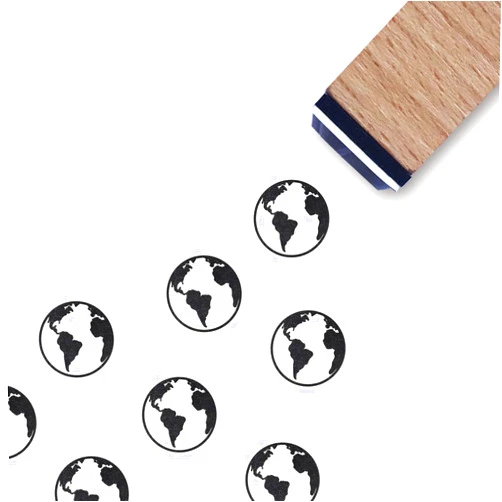 GUVSPTI Earth Planet Rubber Stamp, 3/5 Inch Small Mini Stamp for Scrapbooking Card Making Planner