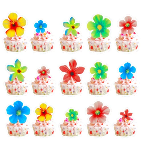 Arthsdite 70Pcs Edible Flowers Cake Decorations Beautiful Flower Cupcake Toppers for Wedding Birthday Party Food Decoration Mixed Size & Colour