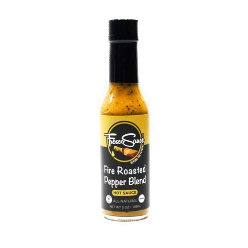 Fresco Sauce Fire Roasted Pepper Blend Hot Sauce by Fresco Sauce - Jalapeno & Serrano Peppers - Flavorful - All Natural- Vegan - Vinegar Free - Gluten Free - 5 fl oz