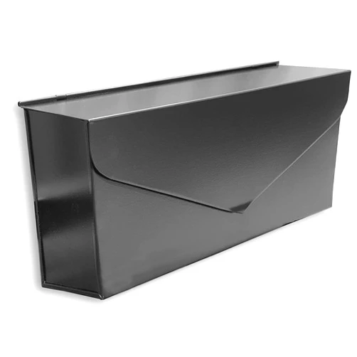 NACH Black Envelope Wall Mount Mailbox, Rust Resistant Metal Mailbox, Black Mailbox Wall Mount, Mailboxes for Outside Wall Mount, Outdoor Mailboxes, Wall Mailbox, 14.1 x 3.5 x 6 Inches, MB-6915BLK
