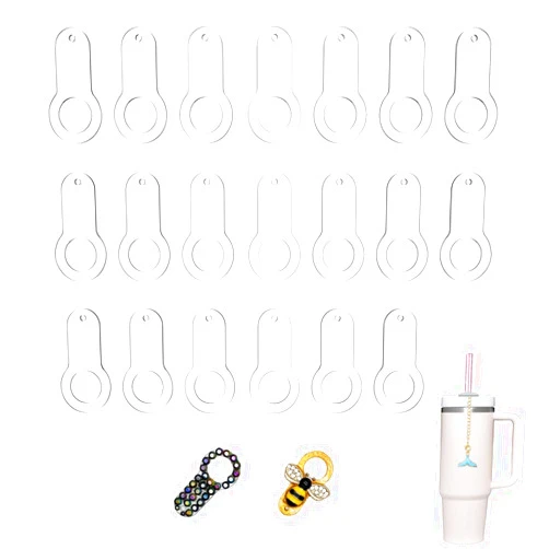GuMuXGG 20 pcs Acrylic Tumbler Straw Charm Blanks, Add Custom Style to Drinks with Attachable Charms, Fits Standard Straws