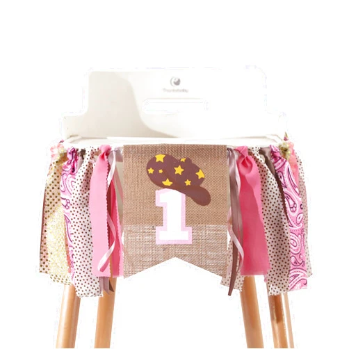 EPSEED Cowgirl 1st Birthday High Chair Banner - Farm Birthday Banner,Cow Themed Birthday Party Supplies for Photo Booth Props, Cake Smash Banner, Rodeo Banner (PINK COWGIRL HF)