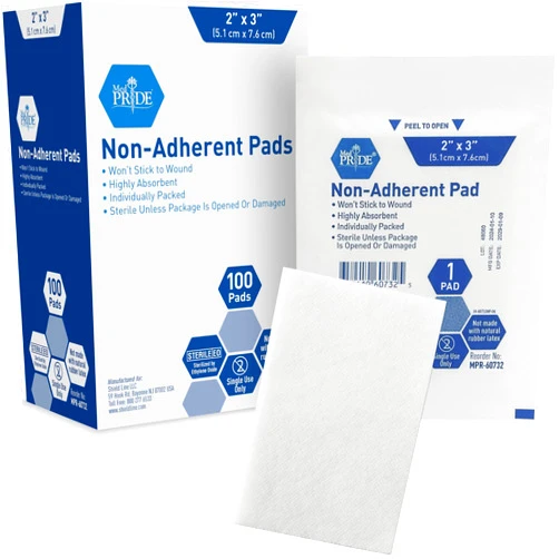 MED PRIDE Sterile Non-Adherent Pads| 100-Pack, 2