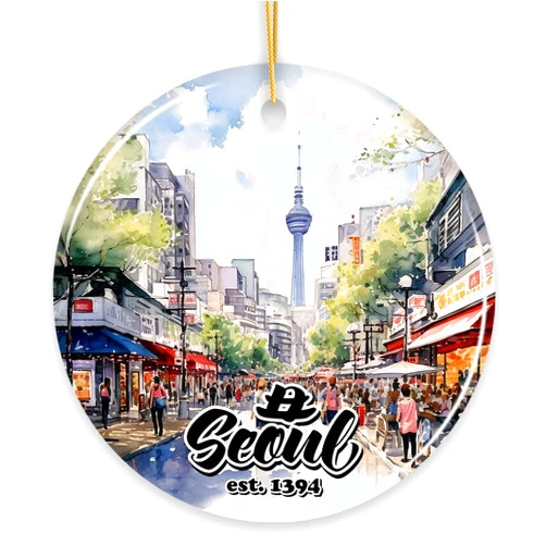 OrnamentallyYou Illustrated Seoul South Korea Ceramic Ornament, Souvenir and Christmas Keepsake