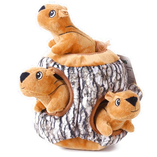 Laifug Hidden Squirrel Plush Dog Toy， Interactive Squeaky Dog Toy Hide and Seek, L