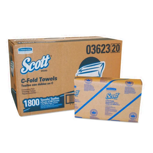 Kimberly-Clark Scott 03623 C-Fold Paper Towels, Convenience Pack, 10 1/8 x 13 3/20, White, 200/Pack