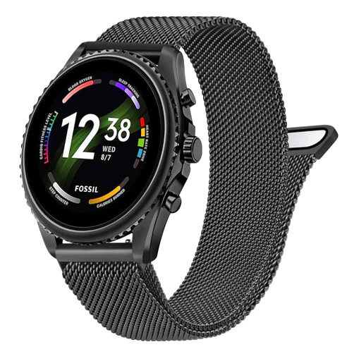 MVSSAT Metal Bands for Fossil Men's Gen 6/Fossil 5E 44mm/Fossil Gen 5 LTE/Carlyle/Garrett/Women's Julianna Smart Watch, 22mm Stainless Steel Mesh Quick Released Sport Watch Strap