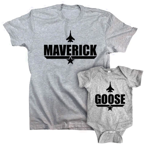 Southern Sisters Maverick Goose Father Son Matching Shirt and Baby Romper Grey