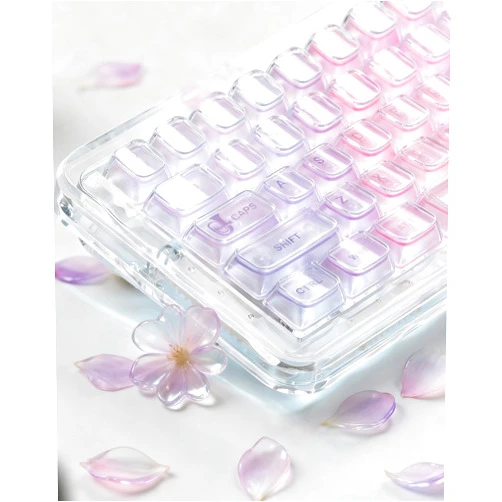 Typehaven 115 Keys MDA Profile Keycaps Set, Crystal Clear Jelly Keycaps, ANSI/ISO Layout Cherry MX for Mechanical Keyboard for 61/68/84/87/98/99/100/104/108 Keys