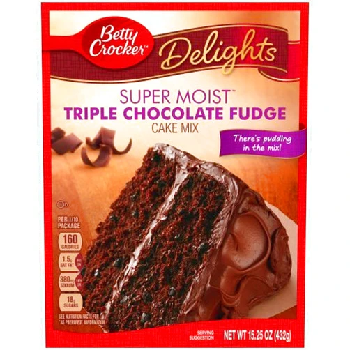TAOindustry Betty Crocker Super Moist Cake Mix Triple Chocolate Fudge 15.25 oz Box (Pack of 2)