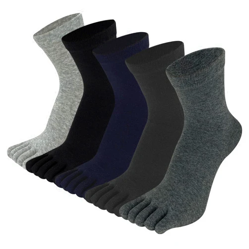 SOJOFEL Toe Socks for Men Women - Five Finger Socks Cotton Crew Breathable for Athletic Running Sports 5 Pairs 9-13