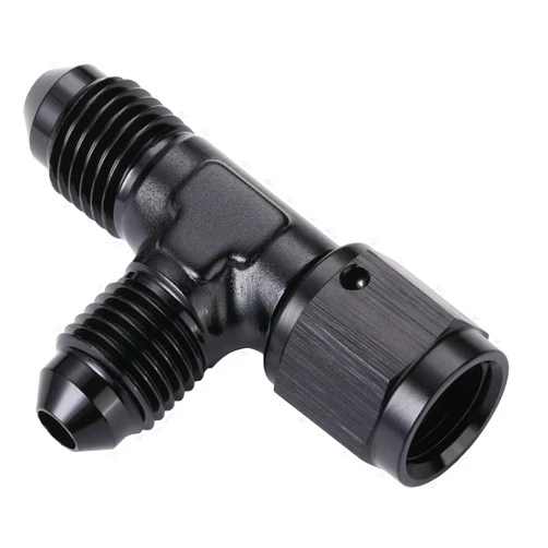 Podavelle 4AN Male Flare Tee T Fitting Adapter with AN4 Female Swivel On Run Aluminum Black