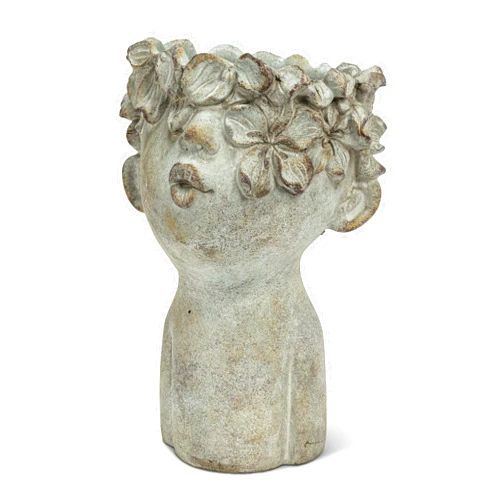 Abbott Collection 27-BACI-188-LG Large Kissing Face Cement Indoor and Outdoor Planter Pot, 10