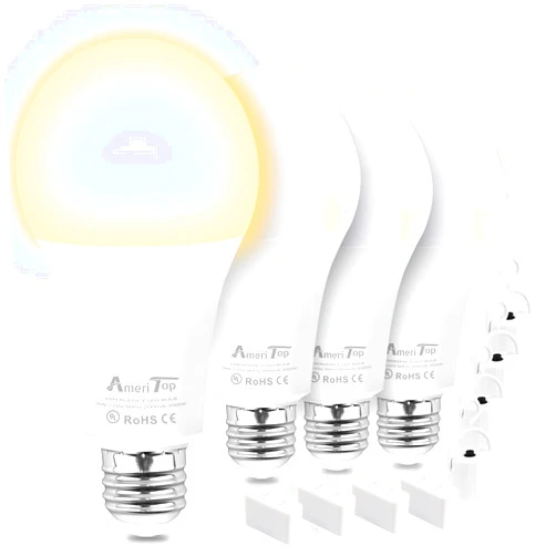 AmeriTop Rechargeable Emergency LED Light Bulb - 4 Pack A19 Battery LED Bulbs for Power Outage Camping Outdoor Activity Hurricane 850 Lm 9W 60W Equivalent E26 Base Lighting Bulb (3000K Warm White)