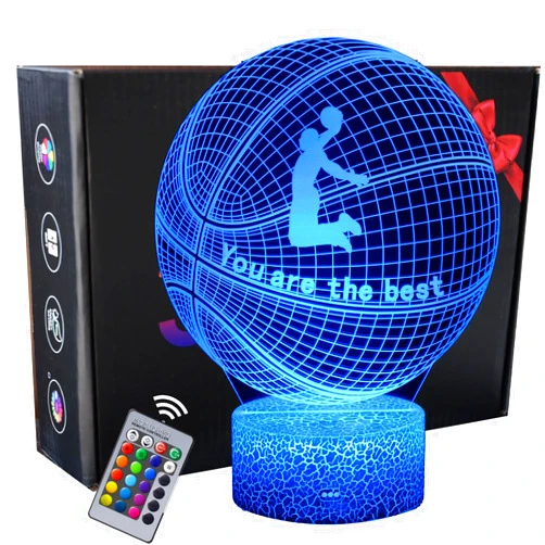 INTUPGD 3D Basketball Night Light for Kids, 16 Color Changing Desk Lamps with Remote Control Birthday Gifts for Girls Boys Adult Bedroom Decoration (Basketball 2)