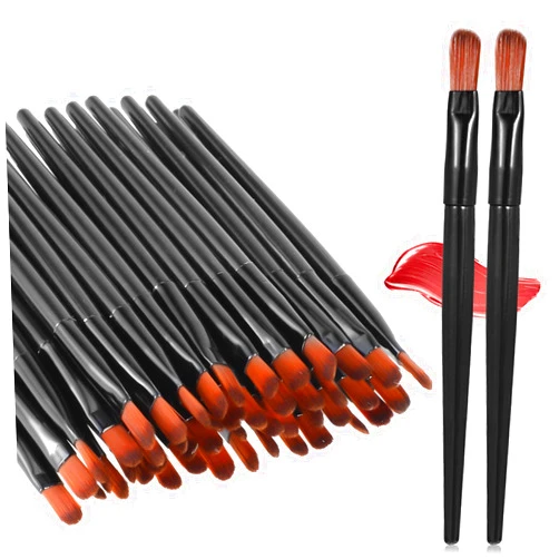 SynHHergyx Disposable Portable Lip Brush for Lipstick, 50 PCS Pro Multifunctional Disposable Makeup Brush Small Lip Applicators Small Flat Concealer Brushes for Eyebrow Lipstick Nail Art Lip-Gloss