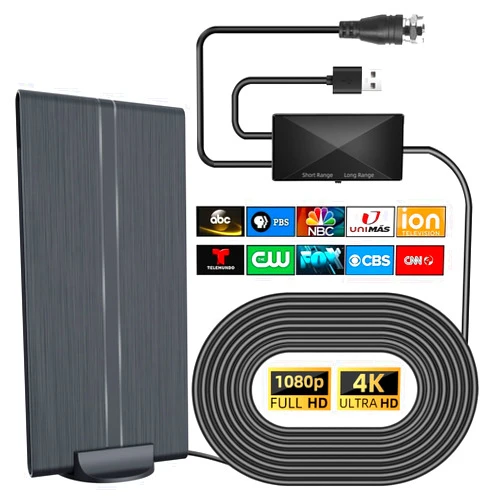 VANBAR TV Antenna, Antenna for Smart TV with Amplified Signal Booster Support 4K 1080P, Digital TV Antenna Indoor Long 350+ Miles Range, HDTV Antenna for All TV Indoor Outdoor with 33ft Coax HDTV Cable