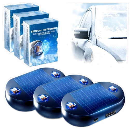 Fmnung 3pcs Anti-Freeze Electromagnetic Car Snow Removal Device, Electromagnetic Snow Device, 2026 Portable Solar-Powered Car Interference Antifreeze Instrument