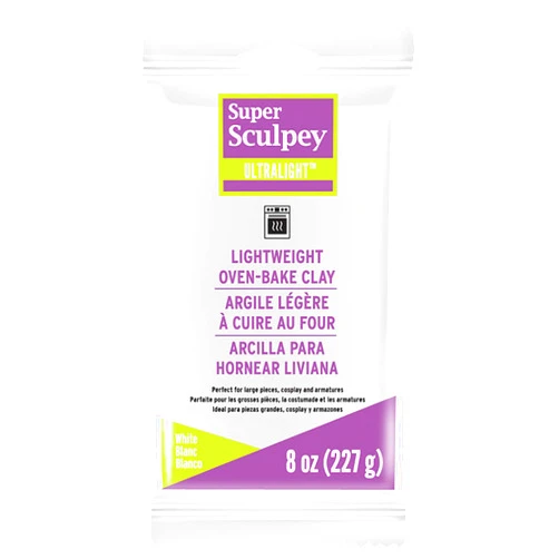 Sculpey Polyform Super Sculpey Ultralight White, Lightweight, Non Toxic. Soft, Sculpting Modeling Polymer clay, Oven-bake clay, 8 oz bar. Great for all advanced sculptors, artists and cosplayers.