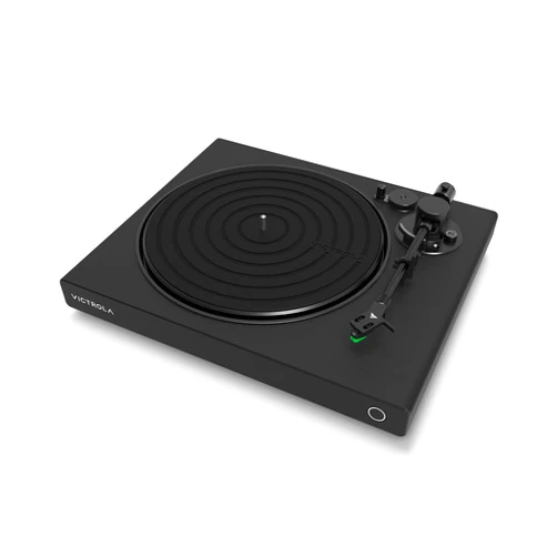 Victrola Hi-Res Black Vinyl Record Player, Audio Technica AT-VM95E Cartridge, aptX Adaptive Bluetooth Connectivity, Gold Plated RCA & Preamp Output, Stylish Sleek Bluetooth Turntable