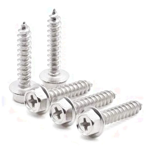 Glvaner (60 pcs) M4 x 16mm Flanged Hexagon Head Phillips Drive Self Tapping Screws 304 Stainless Steel 18-8 Wood Screws Sheet Metal Screws Full Thread Coverage
