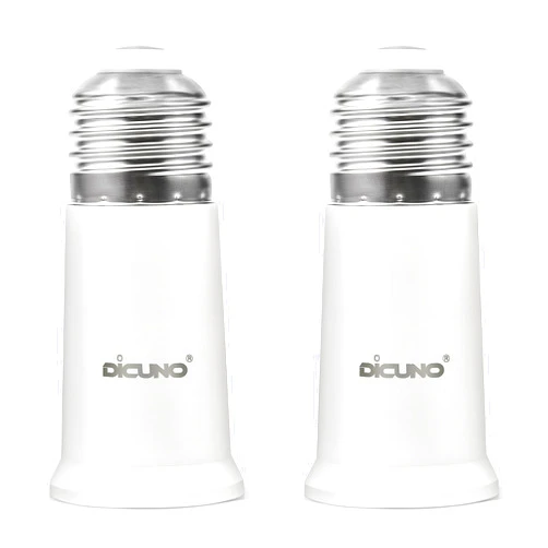 DiCUNO Socket Extender, E26 to E26 Standard Medium Base Lamp Bulb Adapter of 5CM/1.97 Inch Extension, Max 200W Light Bulb, 2 Pcs