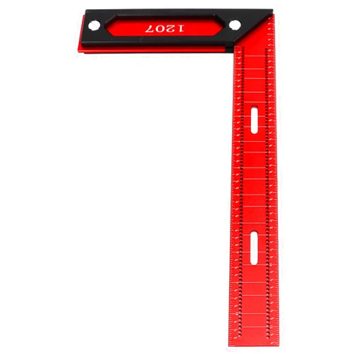 LJCM L Square Hole Ruler, Woodworking Ruler Precise Marking Red and Black Long Service Life Rust Prevention Wear Resistance Aluminum Alloy for Improvement (L-1207)