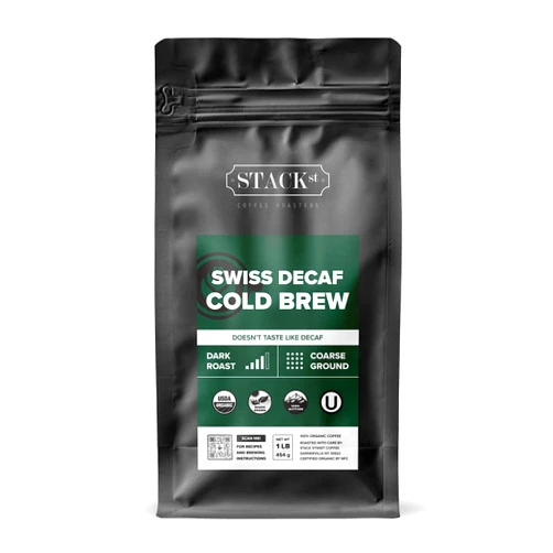 Stack Street Organic Swiss Water Process Decaf Cold Brew Coffee Coarse Ground 1 LB - Dark Roast Coarse Grind - Doesn't Taste Like Decaf! - 100% Arabica Single Origin Beans – By Stack Street