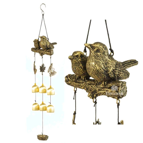 Bwinka Newest Birds and Nest Wind Chime 12 Pieces Bronze Bells Grace Wind Chimes for Garden, Yard, Patio and Home Decor with Hook