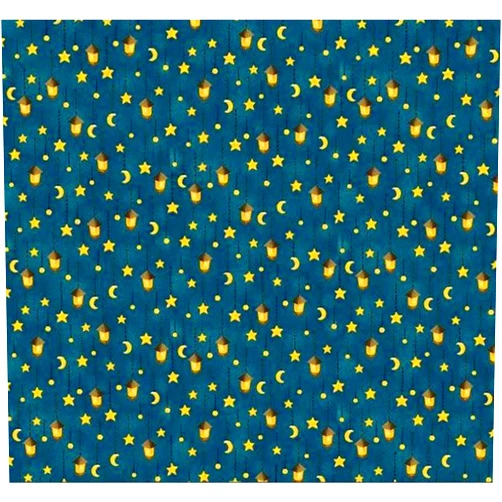 Generic Cotton Sparkling Stars & Lanterns Forest Fables Crescent Moons Night Sky Paintbrush Studio Blue Cotton Fabric Print by The Yard (12019620)