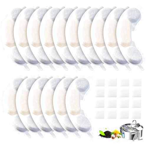 OUPUSES 16 Pack Dog Water Replacement Filters Compatible with Smartoo 7L / 236oz / 1.8Gal Stainless Steel Dog Water Fountain, Pet Dog Fountain Filter Replacement,16 Filters + 16 Sponge