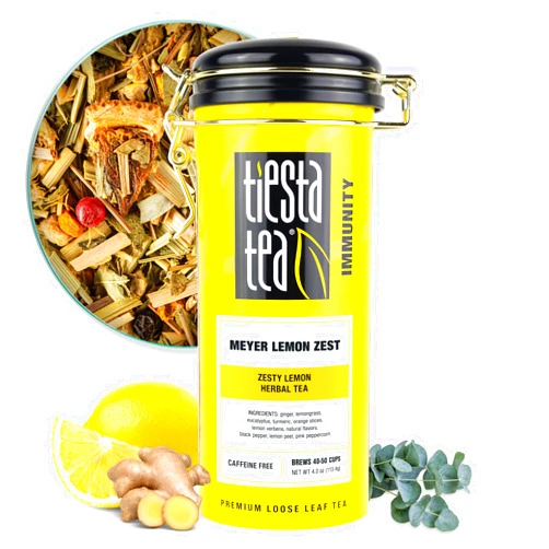 Tiesta Tea - Meyer Lemon Zest | Zesty Lemon Herbal Tea | Premium Loose Leaf Tea Blend | Non-Caffeinated Herbal Tea | Make Hot or Iced & Up to 50 Cups - 4 oz Refillable Tin Can