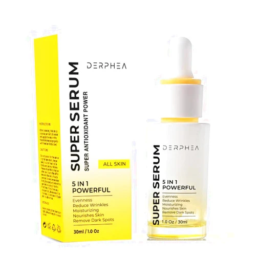 DERPHEA Super Serum New 5 In 1: C Super Serum For Women - Total Package Serum For Face, Brightening, Anti Wrinkle - All In One With Collagen, VC, VE, AHA, Niacinamide Serum