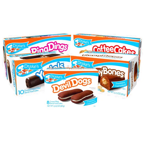 Drake's Variety Pack Yodels, Ring Dings, Devil Dogs, Funny Bones, and Coffee Cakes, Chocolate