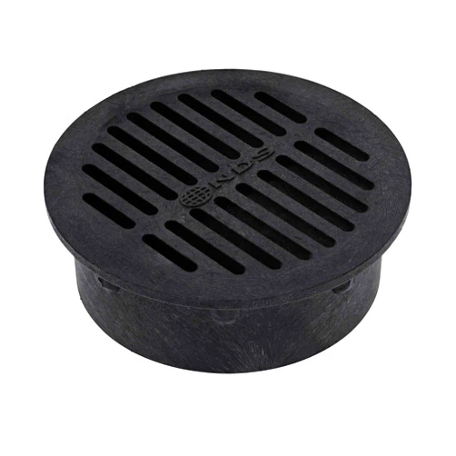 NDS 40, Grate Cover, Connects to Round 6 in. Speed-D Catch Basin 6 Inch Drain Pipes & Fittings, for Small Lawns, Landscaping, and Patios, Black Plastic