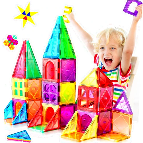 SFLJSJW Magnetic Tiles Kids Toys for 3 4 5 6 7 8+ Year Old Boys Girls Magnetic Building Blocks STEM Preschool Toys Encourage Children Creativity Development Fine Motor Skills Age 3-5 4-8 Birthday Gifts