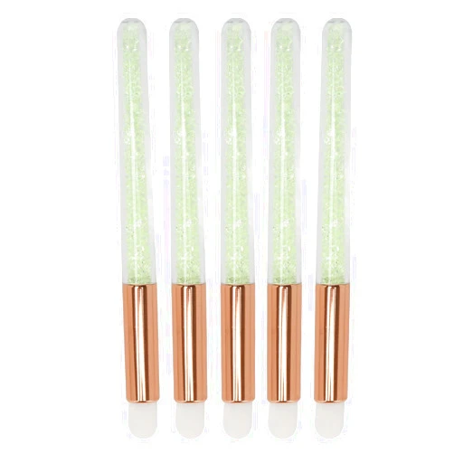 Tomotato 5pcs Lip Brush Round Tip Rhinestones Handle Soft Hair Makeup Brush for Lipstick Lip Gloss Lip Smudge Brush Professional Lip Makeup Brush
