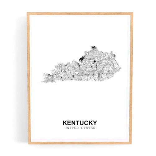 Eleville 8X10 Unframed Kentucky United States Country View Abstract Road Modern Map Art Print Poster Wall Office Home Decor Minimalist Line Art Hometown Housewarming wgn174