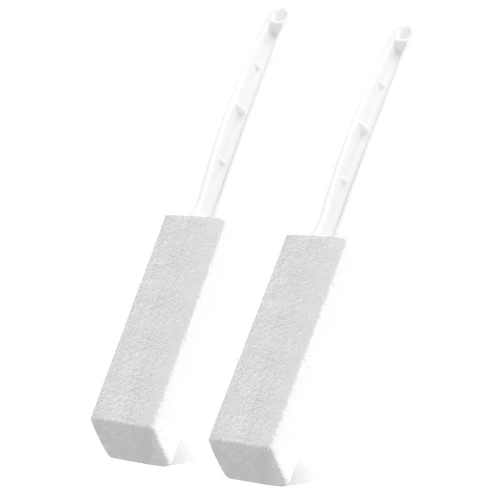 UNOD White Cleaning Pumice Stone with Handle，Removing Hard Water Stain Ring.Clean up The Stains on Tiles, Bathrooms & Pools. (2, Long Handle w)