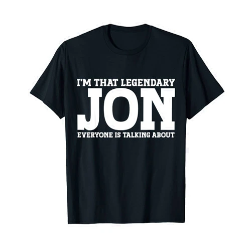 Jon Gifts Jon Tee Men Name Birthday Gifts Black Cotton T-Shirt Small Crew Neck Short Sleeve