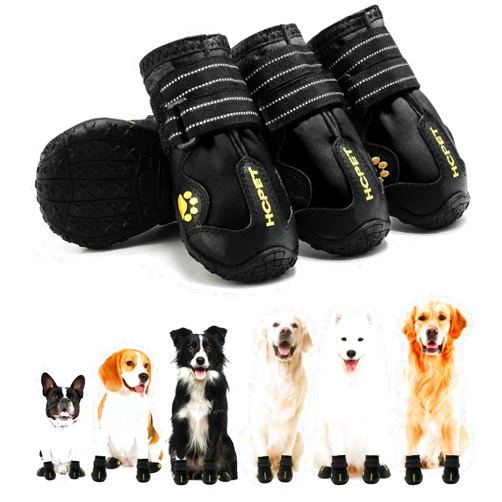 Hcpet Dog Boots Waterproof with Reflective Straps, Dog Shoes for Small Medium Large Puppy Outdoor Paw Protectors 4Ps, 8 (width 2.95 inch) for 74-91 lbs