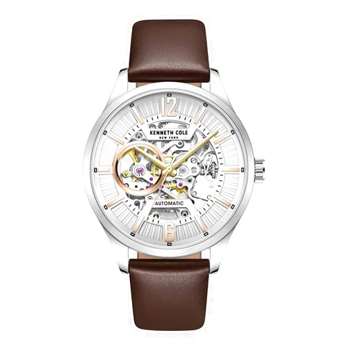 Kenneth Cole New York Kenneth Cole Men's Watch - Luxury Watch for Men, Stainless Steel Watch, Automatic Self-Winding, Water-Resistant, Shine Sleek Design Skeleton Dial Watch