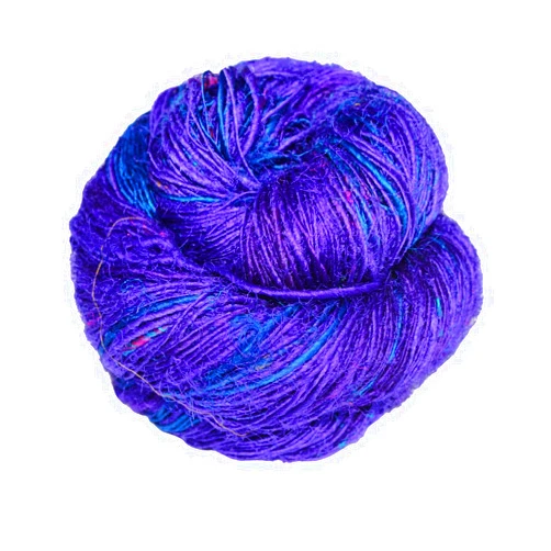 Knitsilk Premium Recycled Sari Silk Yarn - Blue Shade - 160 Yards