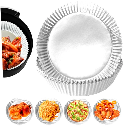 SGHAGH 150 Pcs Aluminum Foil Air Fryer Liners, Non-stick Air Fryer Disposable Paper Liner, Oil-proof Water-proof Air Fryer Sheets, Food Grade Aluminum Foil for Baking, Frying, Grilling, Roasting Microwave