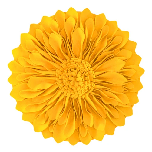 JWH Handmade Flower Throw Pillow Cover 3D Sunflower Pillow Case Decorative Round Cushion Small Accent Pillowcase for Home Bed Living Room Couch 12 Inch Gold Yellow