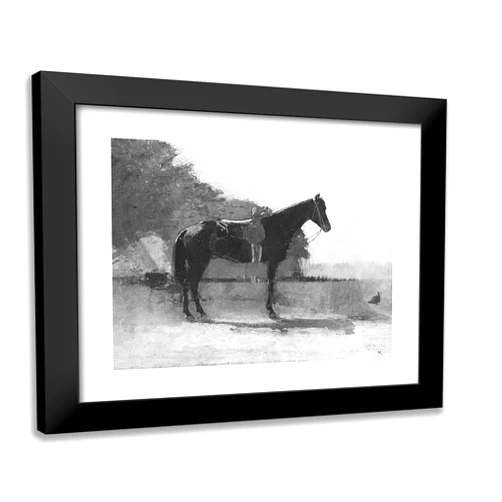 ArtDirect Winslow, Homer 23x20 Black Modern Framed Art Print Titled: Saddle Horse in Farm Yard