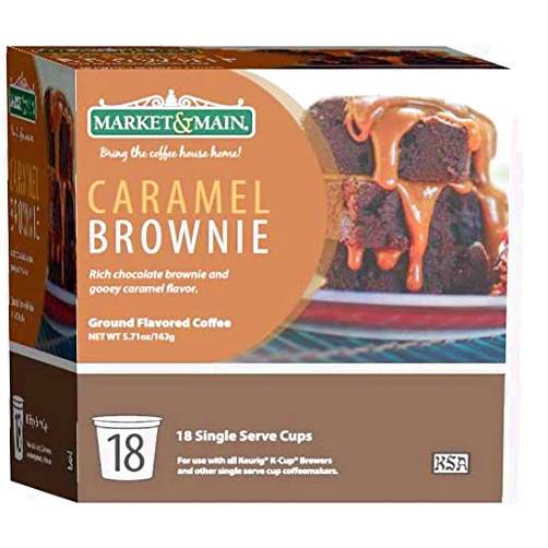 Market & Main OneCup, Caramel Brownie, Compatible with Keurig K-cup Brewers, 18 Count